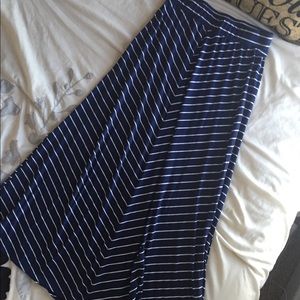 Blue and white maxi skirt
